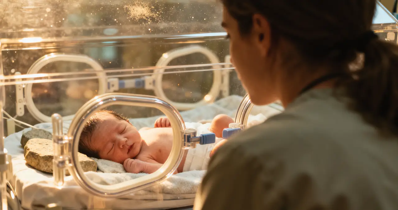 Premature baby in incubator symbolizing miraculous healing