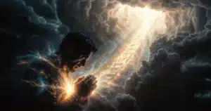 John Anderson experiencing spiritual transformation with electric wave symbolizing divine intervention after childhood trauma