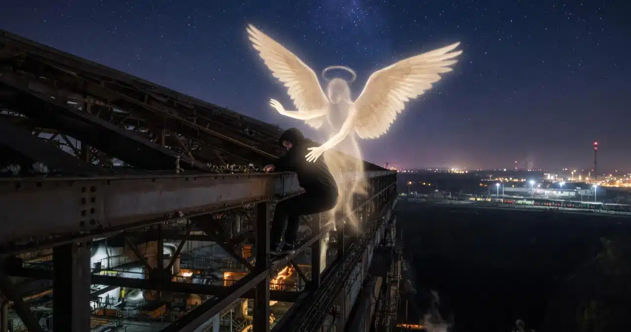 Deejay Jackson hanging from factory beams saved by spiritual angel